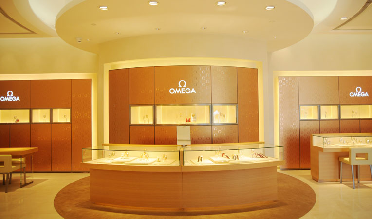 華億國(guó)際購(gòu)物中心歐米茄專柜內(nèi)景